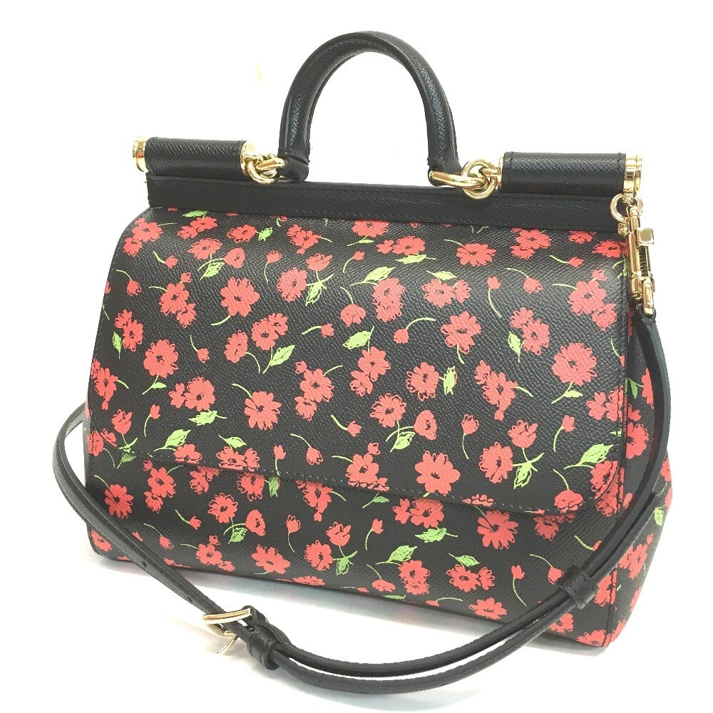 UNUSED DOLCE & GABBANA Flower Pattern Sicily 2 Way Bag Red Leather | eBay | eBay US