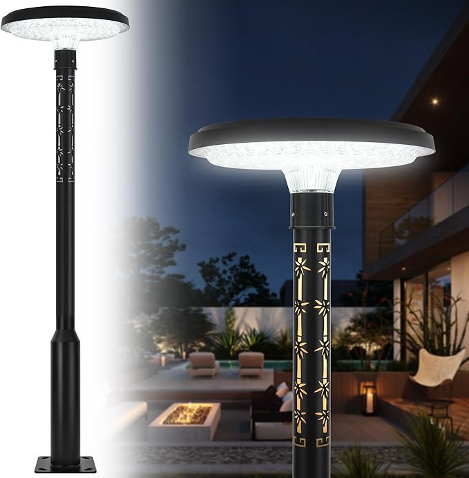 107" Solar Lamp Post Light Outdoor with Glowing Bamboo Motif Pole, IP65 Waterproof 1800LM 6000K A... | Amazon (US)