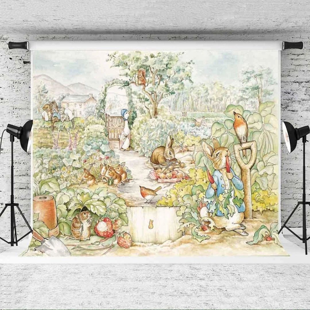 Peter Rabbit Backdrop 5x7 Feet, Pastel Easter Woodland Baby Shower Backdrop, Garden Theme, 1st Bi... | Etsy (US)