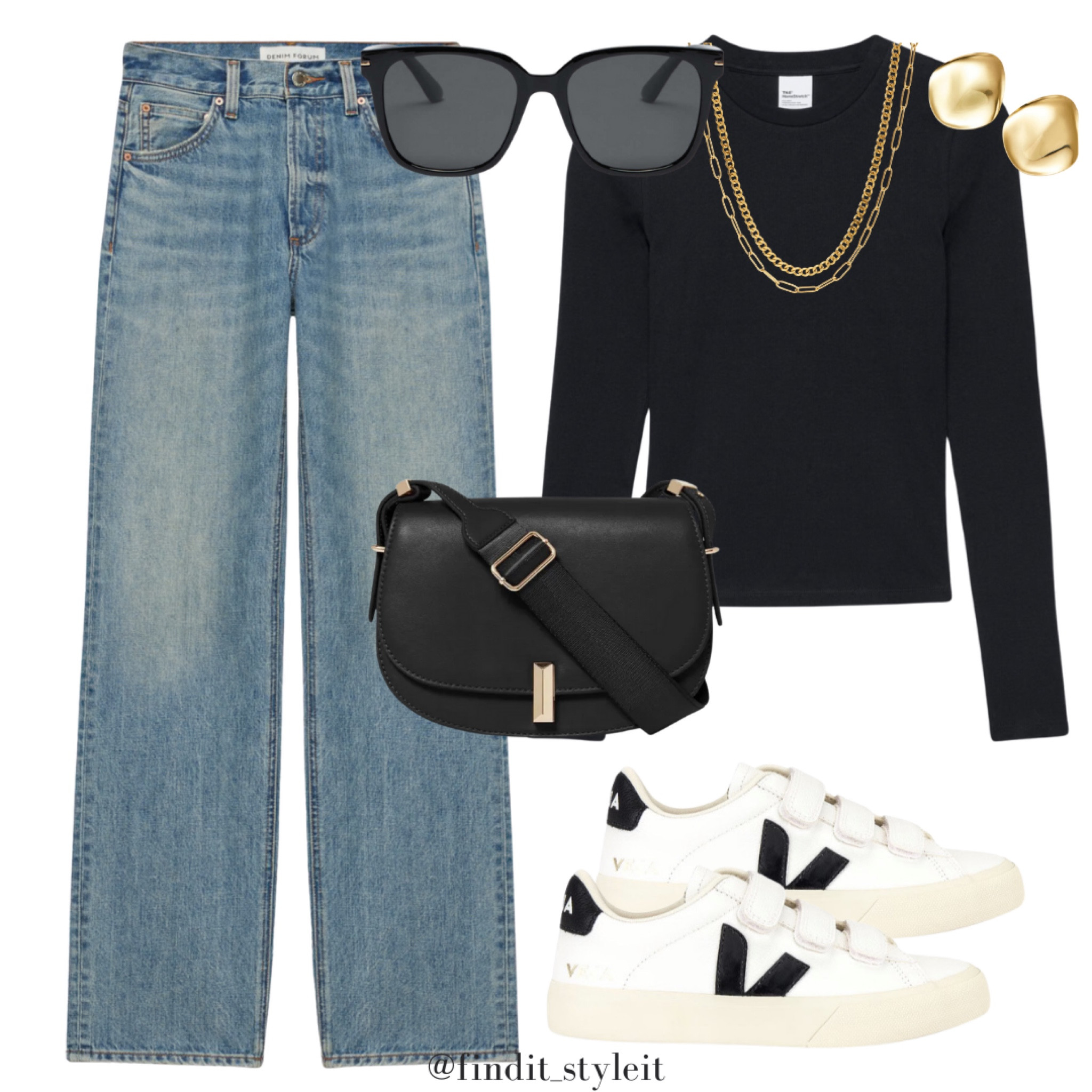 Easy and casual outfit for late summer and early fall. 

Black long sleeve shirt, 90’s jeans, VEJA sneakers, black crossbody, gold statement earrings, double gold chain, sunglasses 

#jeans #falloutfit #teacheroutfit #backtoschool #sneakers

#LTKsale #LTKcanada #LTKautumn