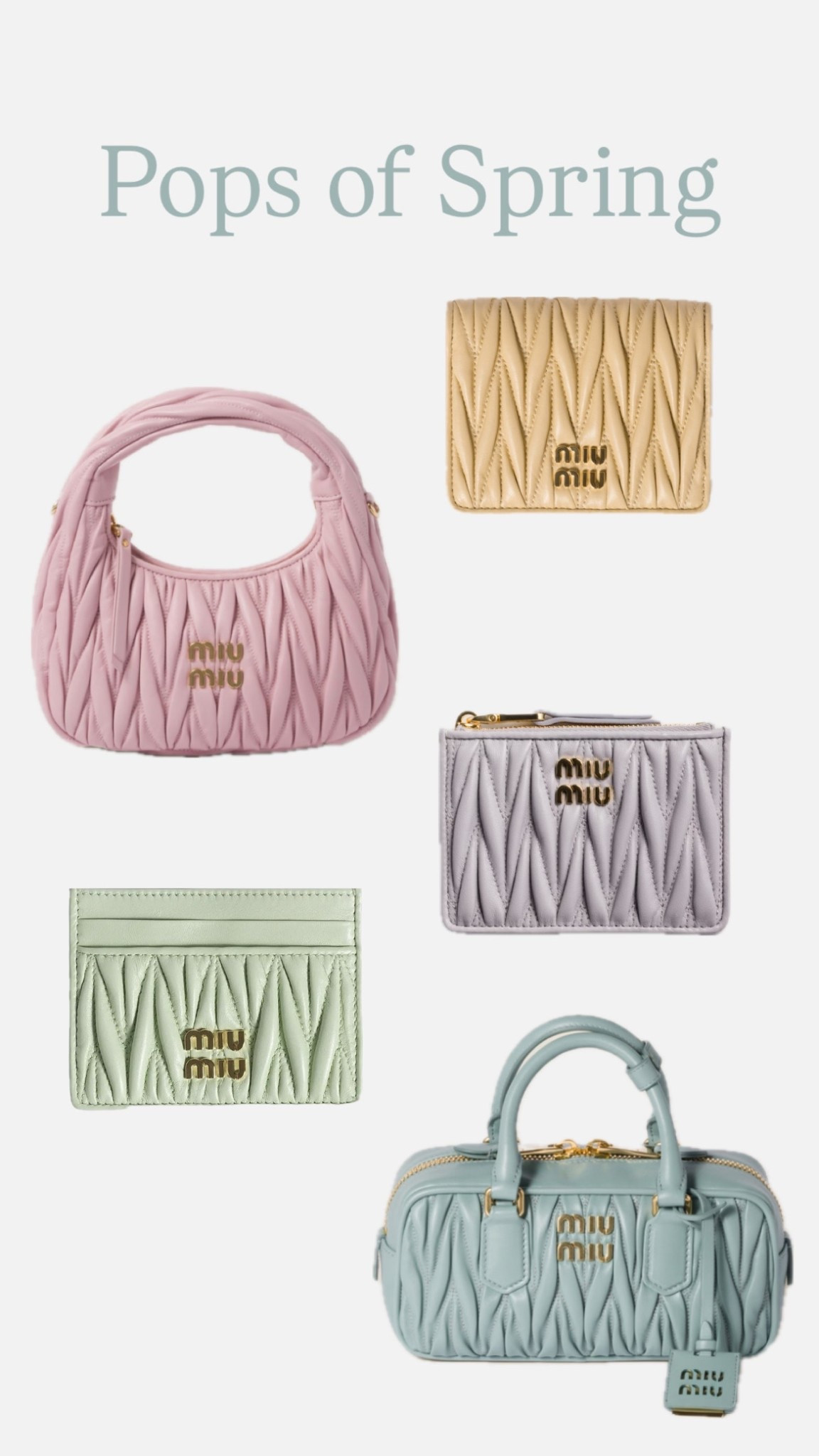 Gorgeous pastel bags and leather goods from Miu Miu. I am majorly eyeing the blue and green shades! 