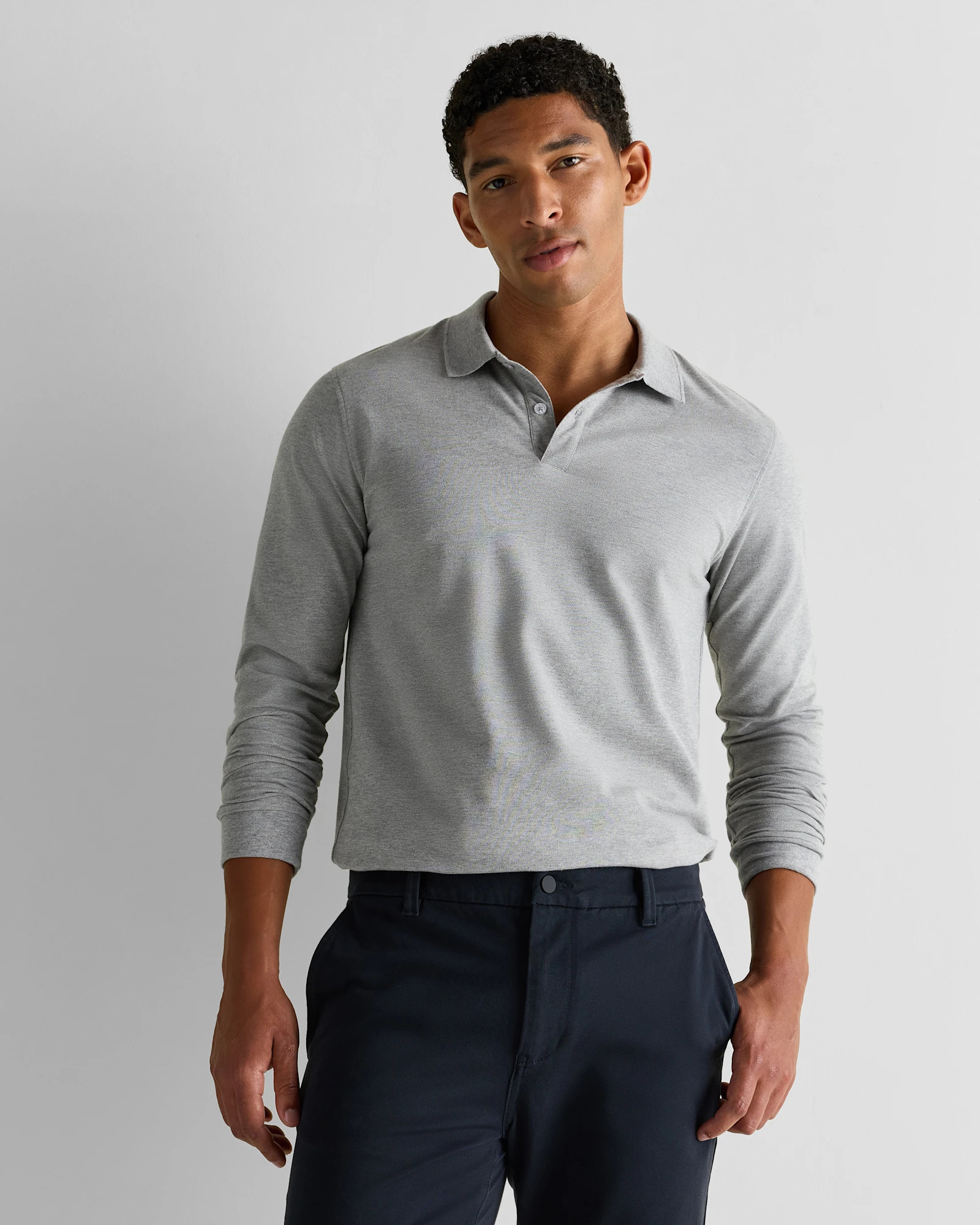 Quince | Men's Long Sleeve Pique Polo in White, Size XXL, Organic Cotton | Quince