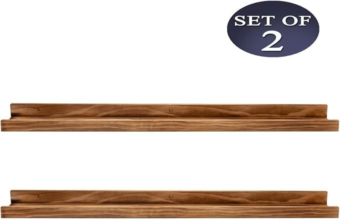 AZPLACE Wood Picture Ledge Wall Mounted Shelf Rustic Floating Shelves Set of 2for Storage and Dis... | Amazon (US)