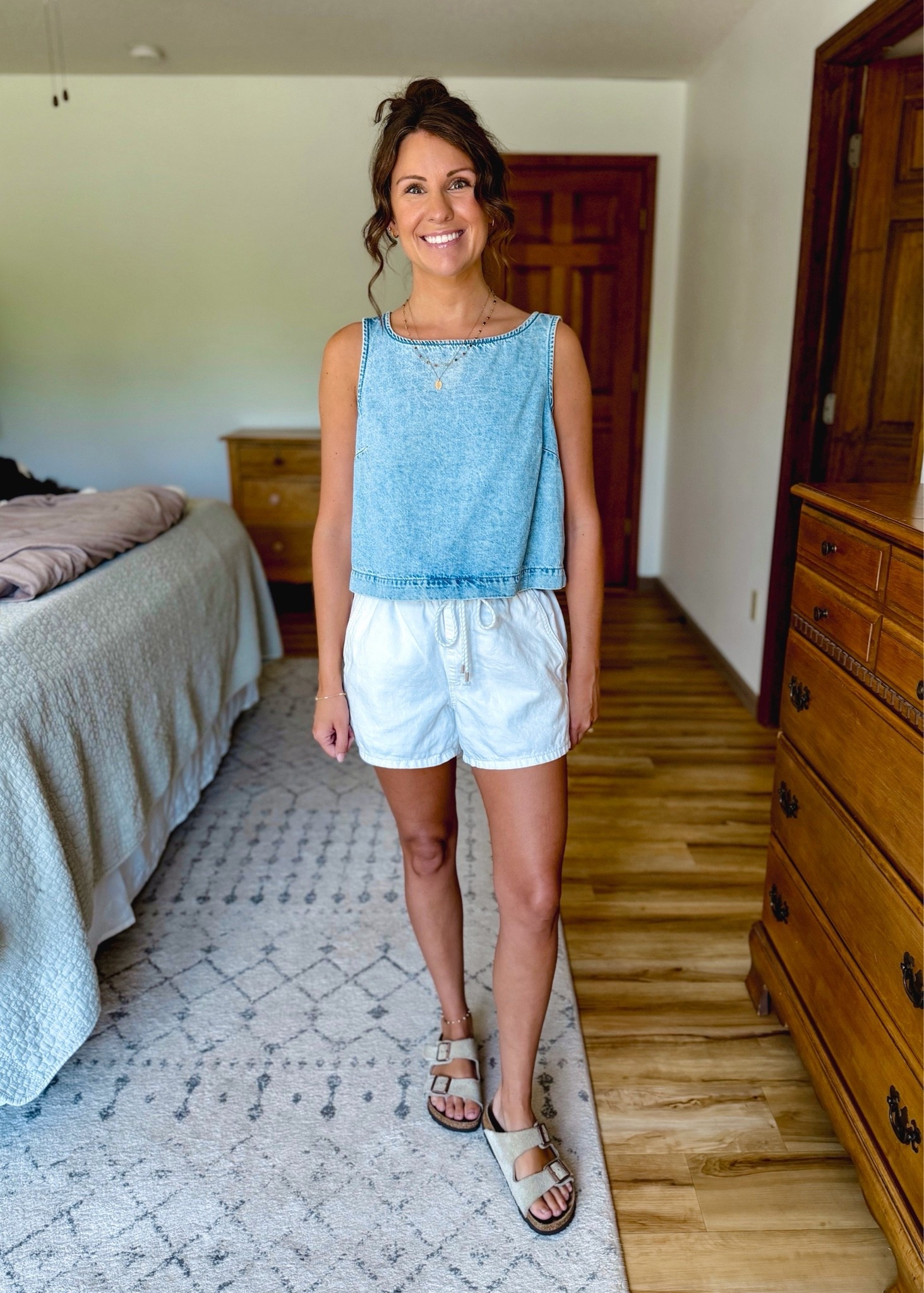 small petite in my tank (mine is from last year—linked this year’s versions and some similar ones) and XS in my white shorts. My Birkenstock sandals are size 36.

#LTKPetite #LTKgrwm #LTKootd