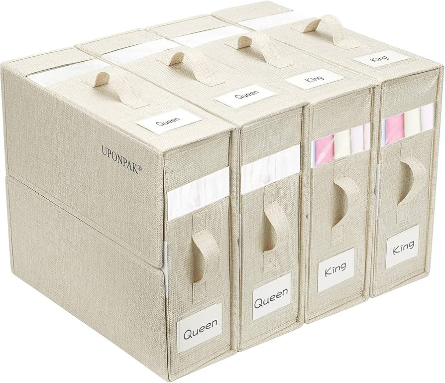 4 Pack Bed Sheet Organizers and Storage, Foldable Linen Closet Organizer, Set Folder Keeper With ... | Amazon (US)