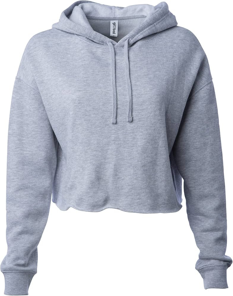 Global Blank Cropped Fleece Pullover Women's Sweatshirt, Long Sleeve Crop Top Hoodie | Amazon (US)