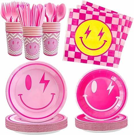 168PCS Preppy Birthday Decorations Preppy Party Decorations Smile Face Birthday Smile Face Party ... | Amazon (US)