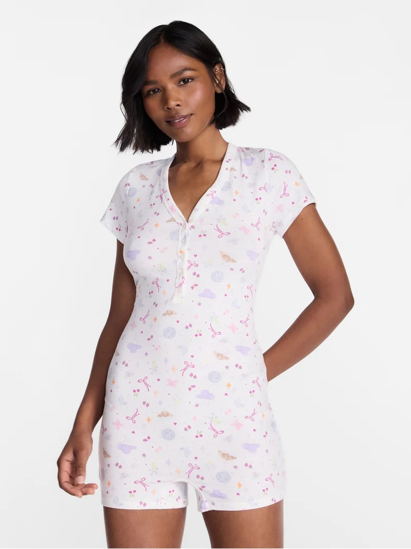 No Boundaries Cloud Core Sleepwear Romper, Women's XXS-3X | Walmart (US)