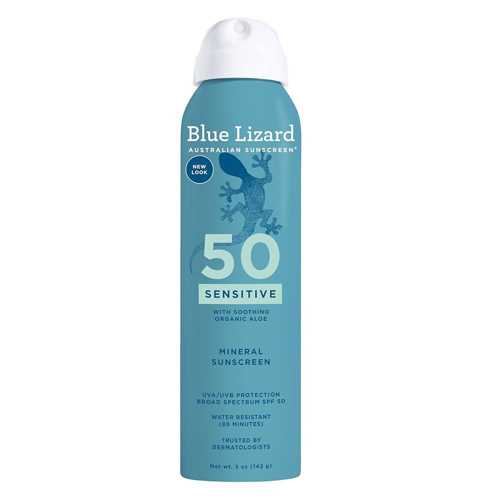 BLUE LIZARD Mineral Sunscreen Sensitive SPF 50+ Spray, 5 Ounce | Amazon (US)
