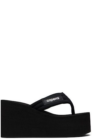 Black Wedge Heeled Sandals | SSENSE
