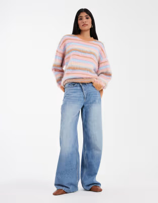 ASOS DESIGN - Gestreepte oversized trui in multi | ASOS (Global)