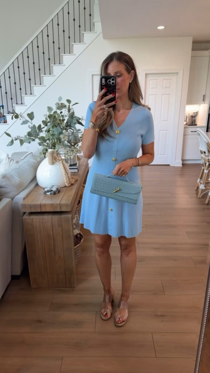 This little blue dress is such a fresh, easy look 💙 the fit is so flattering and those gold buttons give it just the right amount of detail. Perfect for brunch, showers, or any day you want to feel cute and put together without trying too hard

Fits TTS, wearing M

blue dress, spring outfit, feminine style, brunch outfit idea, shower dress, easy everyday look, classic chic outfit, themominstyle 

#LTKSeasonal #LTKootd #LTKOver40