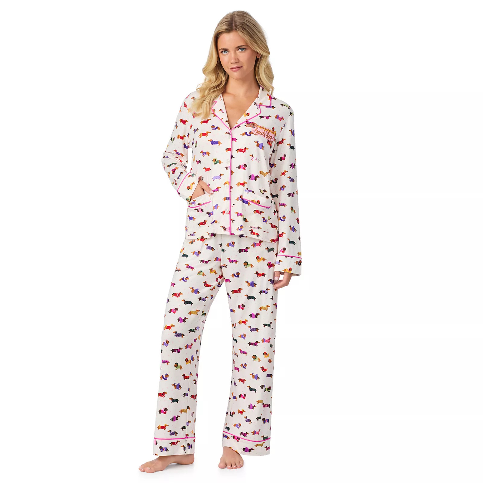 Women's Beauty Sleep Social 2-pc. Cozy Long Sleeve Notch Collar Pajama Top & Pajama Bottoms Set | Kohl's