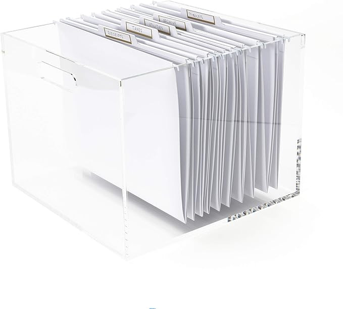 Amazon.com : russell+hazel Acrylic File Box, Clear, 12.25 in x 12.75 in x 10 in, Pack of 1 (55712... | Amazon (US)
