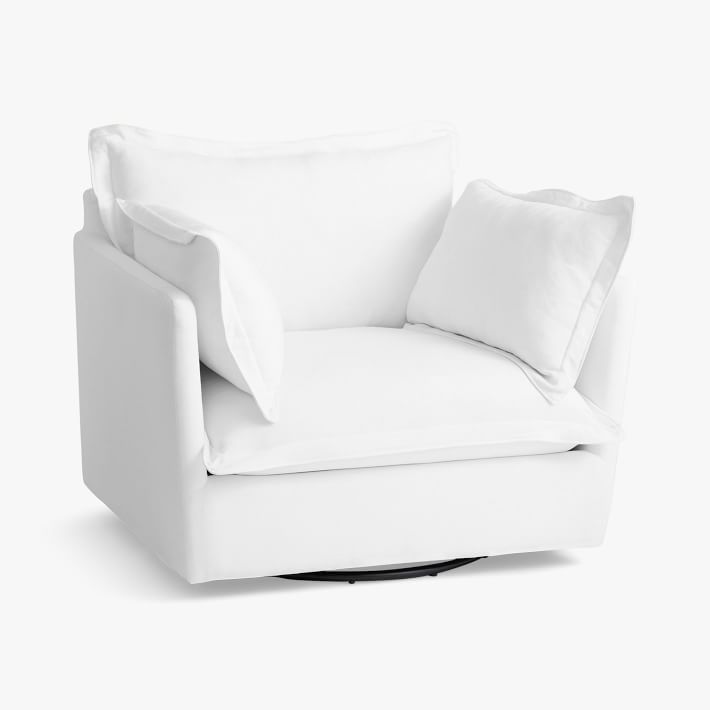 Linen Blend White Cara Swivel Chair | Pottery Barn Teen