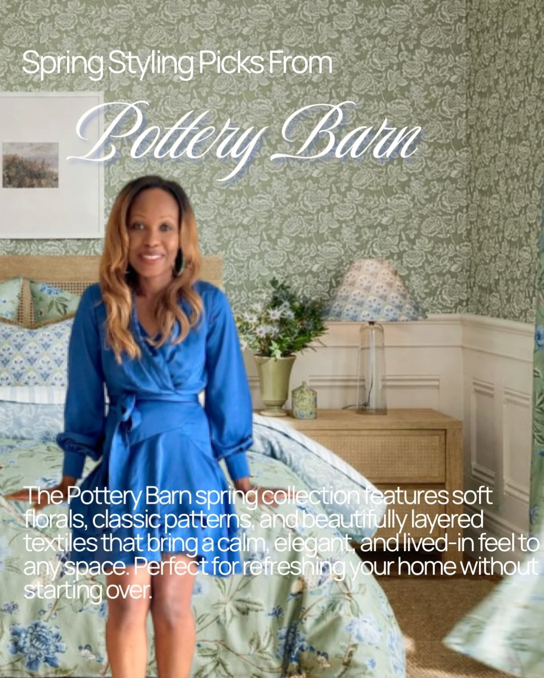 The Pottery Barn spring collection is one worth talking about. Defined by soft florals and classic green and blue patterns that evoke early morning skies and a sense of freshness, it pairs beautifully with layered textiles that bring calm to the bedroom, quiet elegance to the living room, and a home office that feels composed rather than corporate.

Designed for focus, creativity, and ease, this collection blends work and living seamlessly. Traditional motifs and refined dinnerware made for gatherings, slow meals, and shared moments invite conversation and connection.

With its lived-in comfort, this collection is perfect for refreshing your home without starting over.

For links to shop, comment SPRING and the direct link will be sent to your DM.