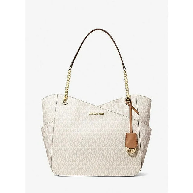 Michael Kors Jet Set Travel Large Chain Female Shoulder Tote Handbag Vanilla mk Signature Logo - ... | Walmart (US)