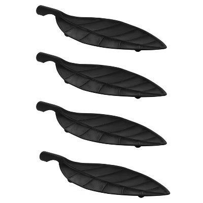 DesignOvation Leif Decorative Leaf Shaped Metal Trays, Set of 4, 18x8, Black | Target