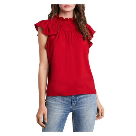 1. STATE Womens Red Ruffled Flutter Sleeve Mock Neck Top XXS | Walmart (US)