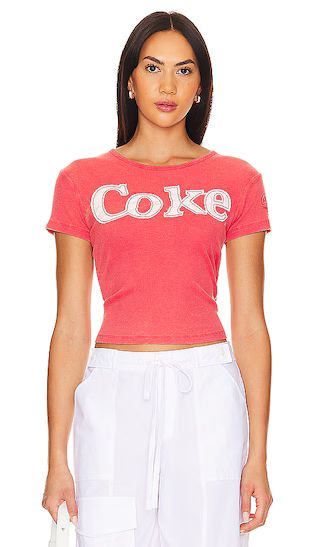 Coke Patchwork Baby Rib Tee in Red Snow | Revolve Clothing (Global)