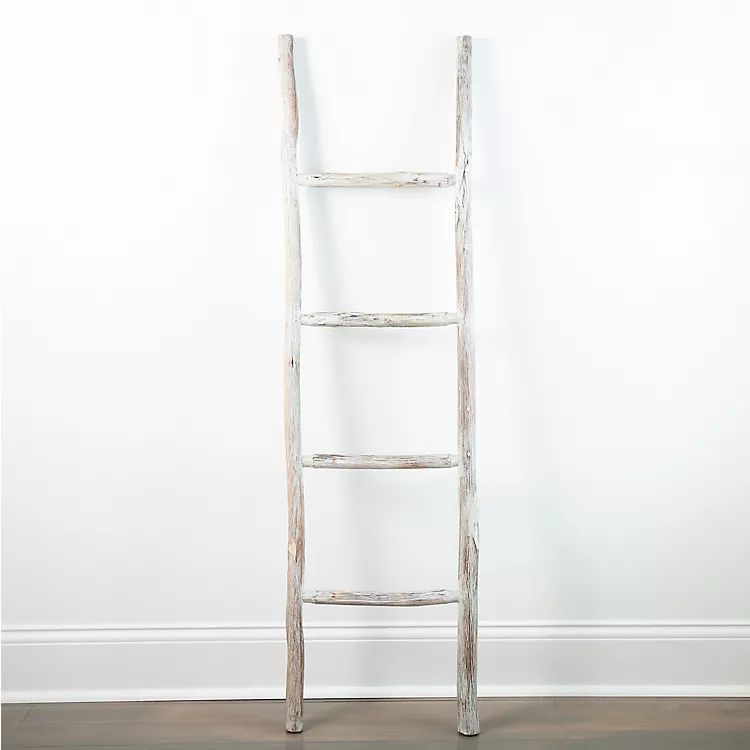 New! White Rustic Leaning Ladder | Kirkland's Home