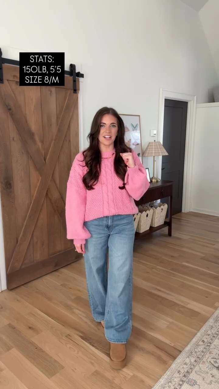 Medium in the sweater & 29/8 in the jeans :) lip liner is "big lift" - gloss is "juicy watermelon" - perfume is "vanilla skin" 

 #LTKValentine #LTKgrwm #LTKootd