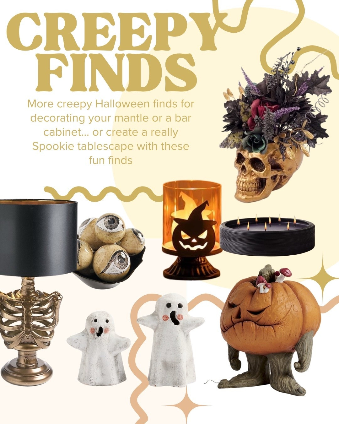 More creepy Halloween finds for decorating your mantle or a bar cabinet… or create a really Spookie tablescape with these fun finds

Halloween home | Halloween home decor | Halloween decorating | spooky season

#LTKFindsUnder100 #LTKHome #LTKSeasonal