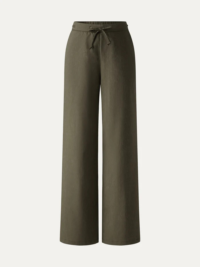 Wrinkle-Resistant Linen Drawstring Wide Leg Pant with Pockets | OGLmove