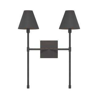 Savoy House Jefferson 16 in. W x 20 in. H 2-Light Matte Black Wall Sconce with Metal Shades 9-520... | The Home Depot