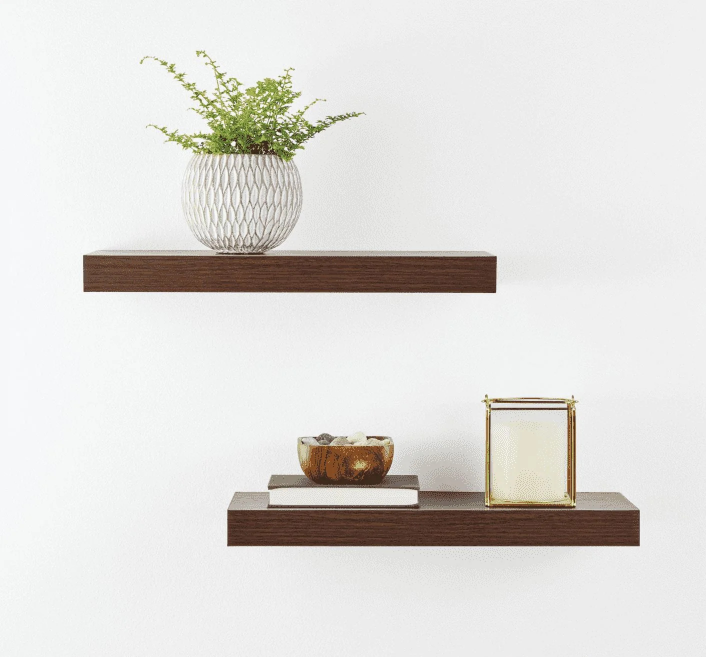 Mainstays Walnut 16.5" Wood Floating Shelves, Set of 2 | Walmart (US)