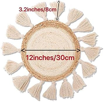 Wall Basket Boho Decor,Macrame Flat Basket with Tassel,Bohemian Wall Art,Home Decor for Bedroom L... | Amazon (US)
