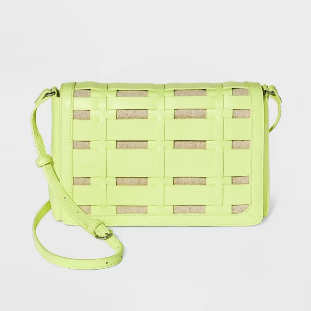 Basket Weave Woven Crossbody Bag - A New Day™ Lime | Target