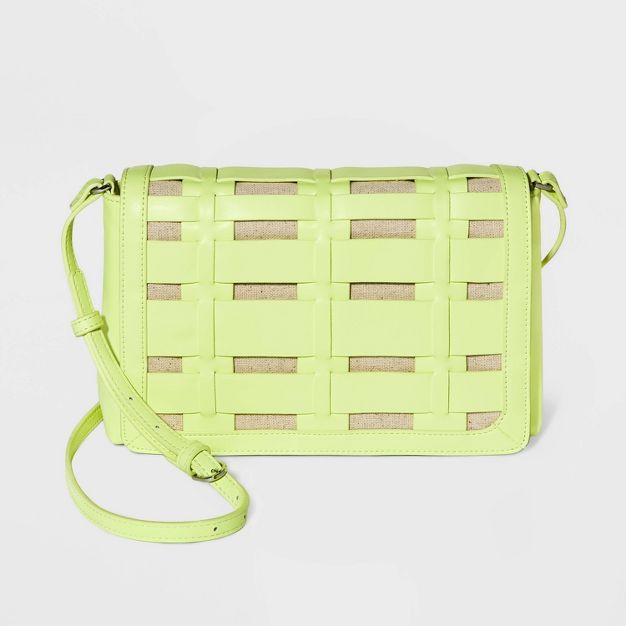 Basket Weave Woven Crossbody Bag - A New Day™ Lime | Target