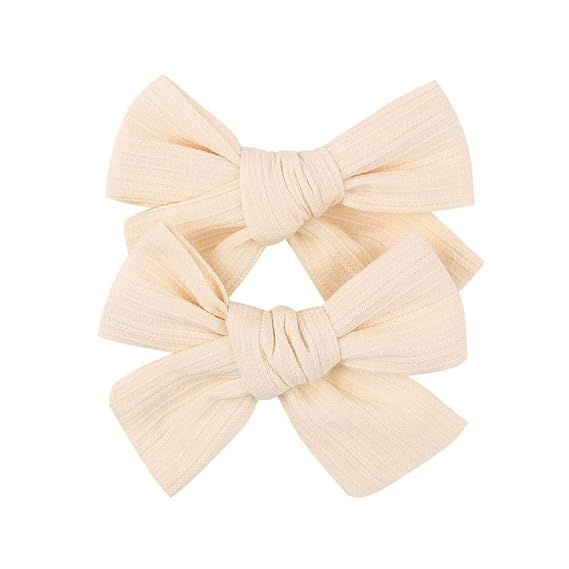 3.2'' Girls Ivory Linen Hair Bows Clips - Alligator Clips Hair Accessories for Little Girls, Todd... | Amazon (US)