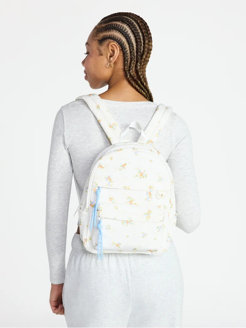 No Boundaries Women's Hands Free Mini Backpack, Off White Lilacs | Walmart (US)