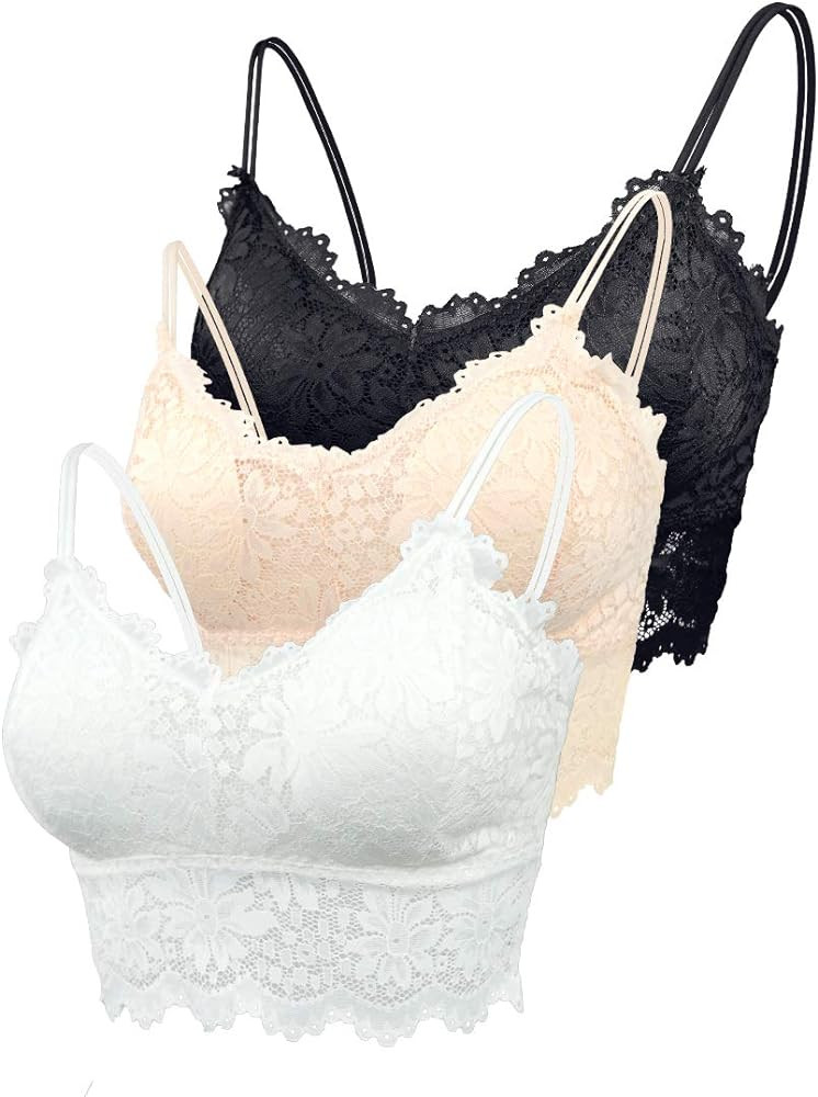 Lace Bandeau Bras with Strap Sunflower Wrapped Bralettes Deep V Neck Padded Sports Bra Bralette f... | Amazon (US)