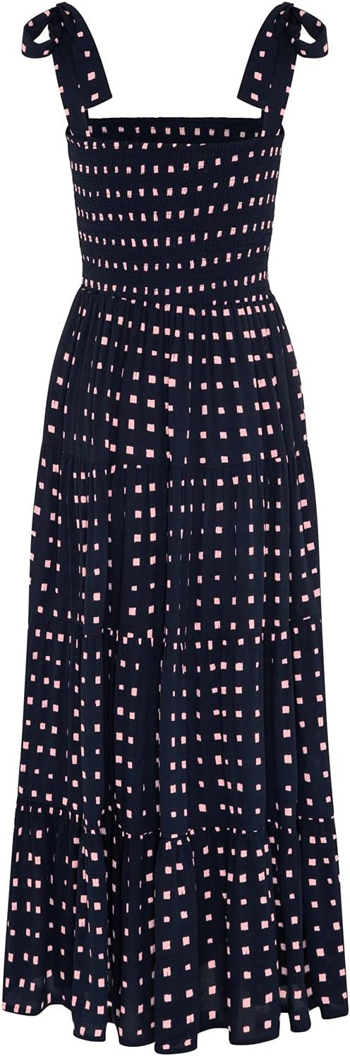 kinstell Women's Summer Boho Spaghetti Strap Square Neck Ruffle Casual Flowy Long Dress Beach Swi... | Amazon (US)