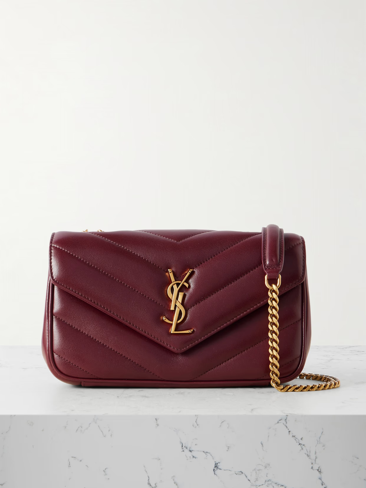 SAINT LAURENT - Loulou Quilted Leather Shoulder Bag - Burgundy | NET-A-PORTER (US)