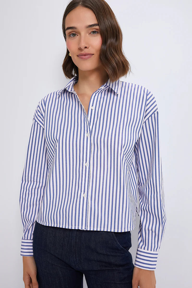 Blue Stripe Cropped Jasper Button Down | Tuckernuck (US)