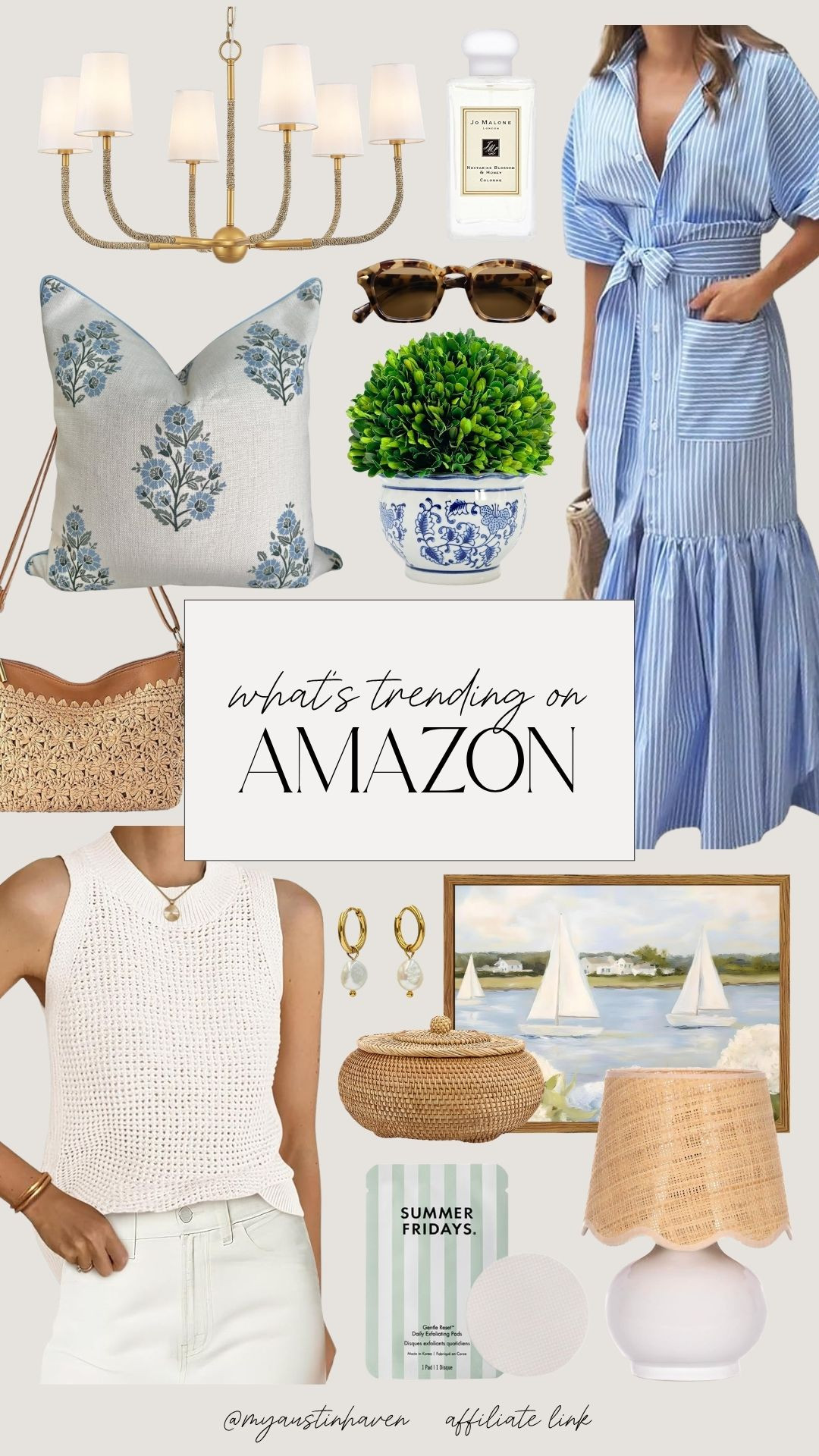 Soft, timeless pieces that feel straight out of a Nancy Meyers movie. 🌷 All from Amazon!

Nancy Meyers aesthetic, classic home decor, timeless style, coastal inspired home, preppy summer outfit, blue stripe dress, woven handbag, neutral summer outfit, chic amazon finds, elevated basics, coastal grandmother style, traditional home decor, brass lighting, chinoiserie planter, summer capsule wardrobe, effortless style, light and airy home, amazon fashion finds, everyday luxury, feminine classic style 

 #LTKootd #LTKSeasonal #LTKHome