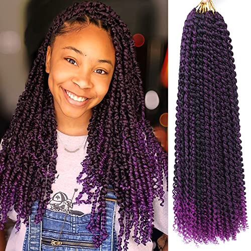 Passion Twist Hair Purple 24 Inch 8 Packs Passion Twist Crochet Hair Braiding Hair Long Bohemian Spring Twist Hair Crochet Braids Synthetic Hair Extension (24 Inch, T1B/Purple) | Amazon (US)