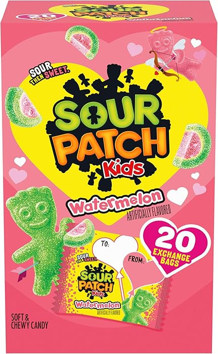 SOUR PATCH KIDS Watermelon Soft & Chewy Valentine's Day Candy, 20 Snack Packs | Amazon (US)