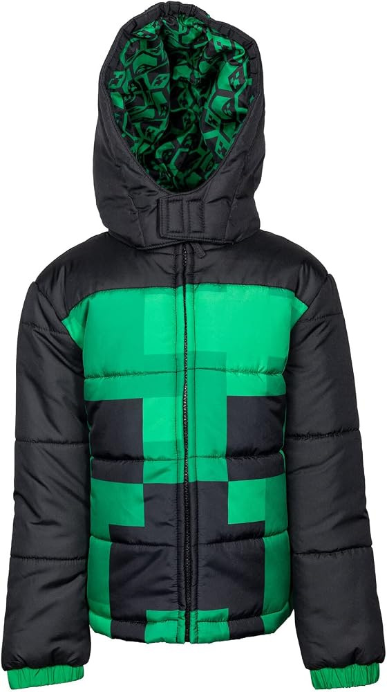 Minecraft Creeper Steve Zip Up Winter Coat Puffer Jacket Toddler to Big Kid | Amazon (US)