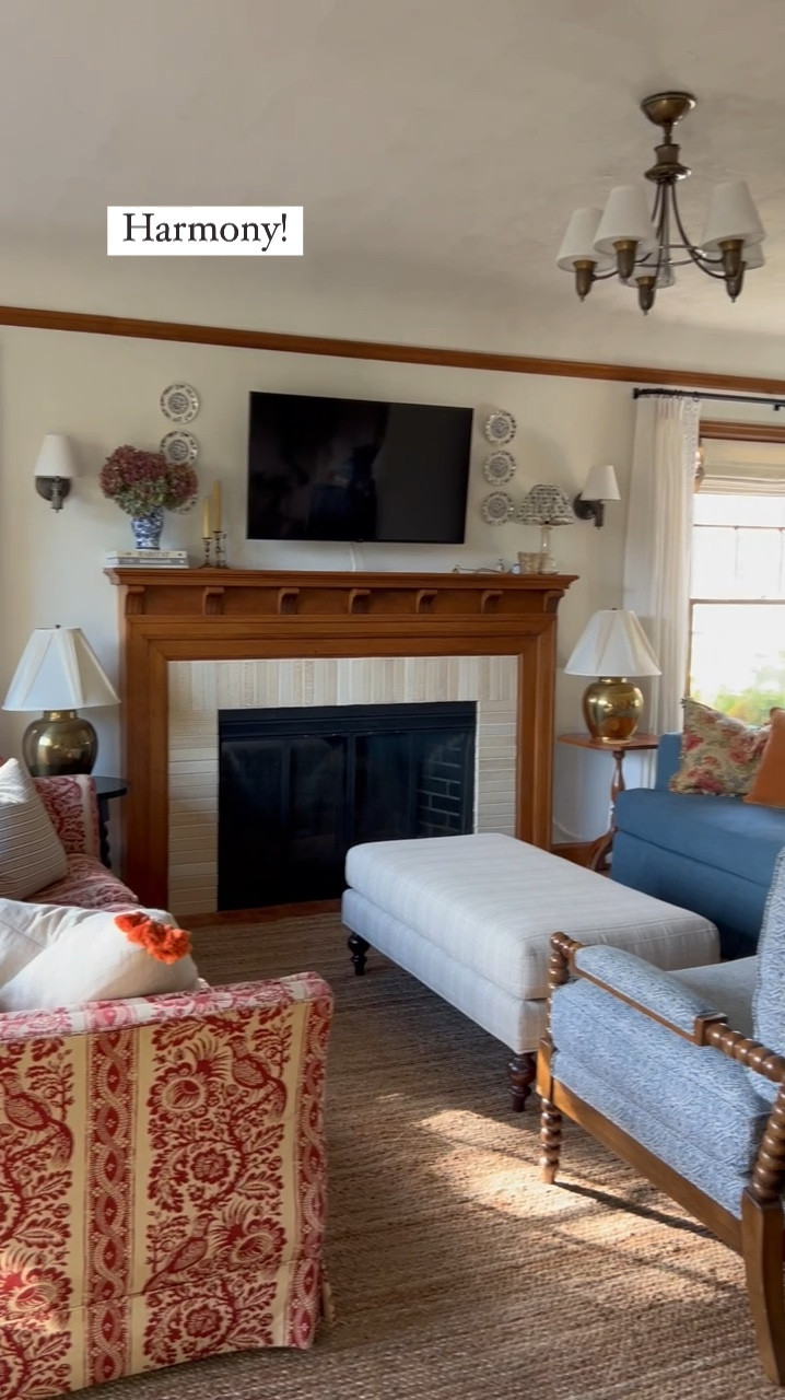 When we first moved in, I took down the original chandelier in the dining room and replaced it with something modern. But I still had it and the living room one in the basement. I put them back up with some new shades recently. But I wanted a coordinating sconce for the fireplace wall! These from @rejuvenation are perfect. I definitely have a 2024 decorating sensibility, but I like giving a nod to the style and quality that this house would’ve had in 1937.

#LTKHome