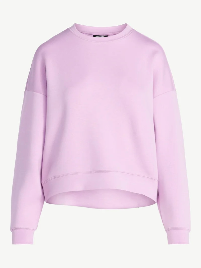 Scoop Women's and Women's Plus New Scubaknit Cropped Sweatshirt with Drop Sleeves, Sizes XS-4X | Walmart (US)