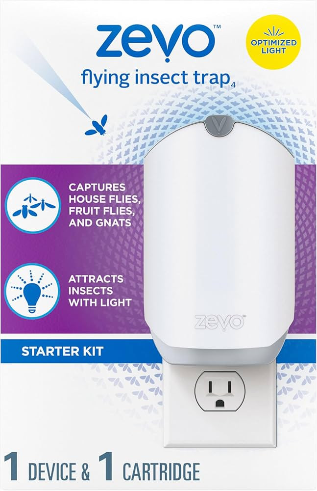 Zevo Flying Insect Trap, Fly Trap Captures Houseflies, Fruit Flies, and Gnats (1 Plug-in Base + 1... | Amazon (US)