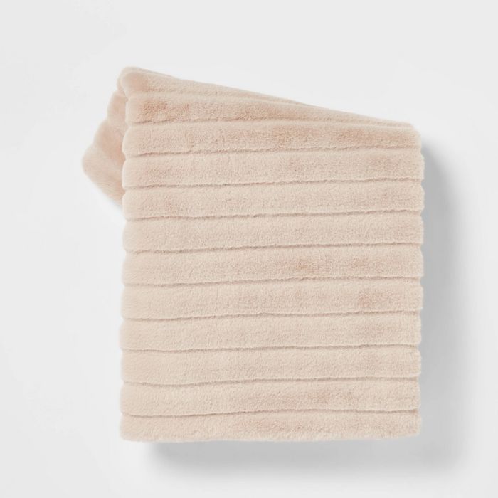 Textured Faux Fur Throw Blanket Neutral - Project 62&#8482; | Target