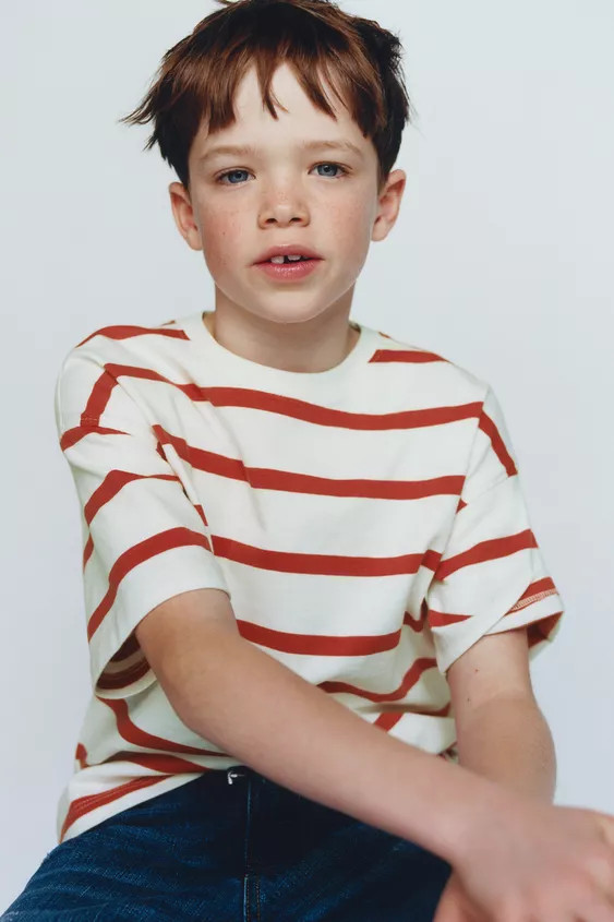 HEAVYWEIGHT STRIPED TEXT T-SHIRT | Zara US