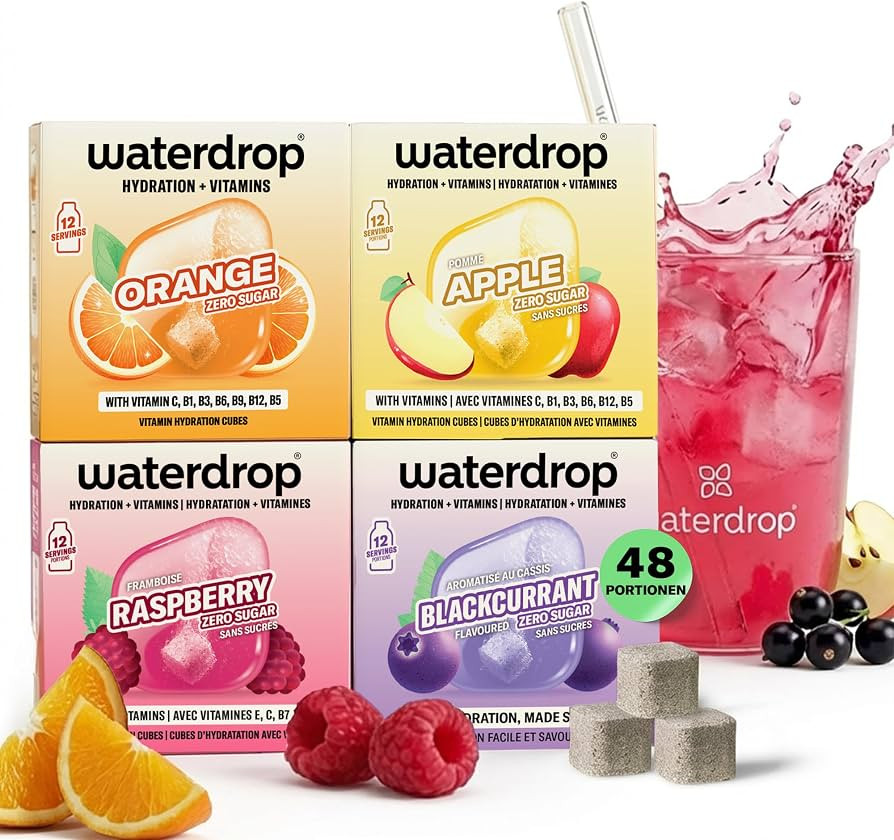 waterdrop\u00ae Apfel & Beeren Mix \u2013 48 Waterdrop W\u00fcrfel in 4 verschiedenen Sorten \u20... | Amazon (DE)