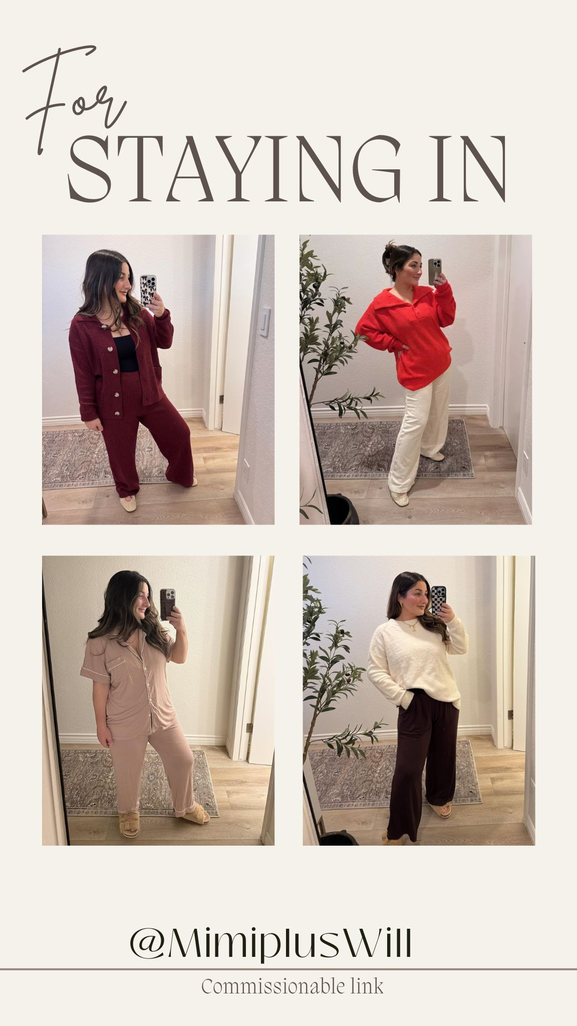 Valentine's Day outfit inspo for staying in! Vday loungewear 

All petite friendly! I'm 5'0" 145 lbs wearing sizes: 

Burgundy set size small
Black tank size small

Red sweater size small 
Bottoms size small short (almost sold out so I linked similar!!) 

Pink pajamas size medium 

White sweater size small
Chocolate brown lounge pants size small 26" 

Valentine's pajamas, loungewear 

#LTKSeasonal #LTKPetite #LTKFindsUnder50